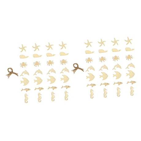 ibasenice 56 Pcs Ocean Cartoon Wood Chips Ornaments for Kids Unfinished Wood Seahorse Ocean Life Cutouts Wood Paint for Crafts Wood Cutouts for ibasenice