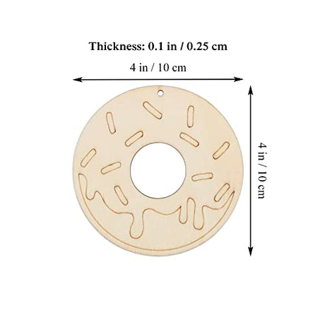 20pcs Doughnuts Shape Unfinished Wood Cutouts DIY Crafts Donuts Wooden Ornaments for Wedding Birthday Baby Shower Party Decoration JANOU