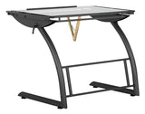 SD STUDIO DESIGNS Triflex Drawing Table, Sit to Stand Up Adjustable Office Home Computer Desk, 35.25" W X 23.5" D, Charcoal Black/Clear Glass SD STUDIO DESIGNS