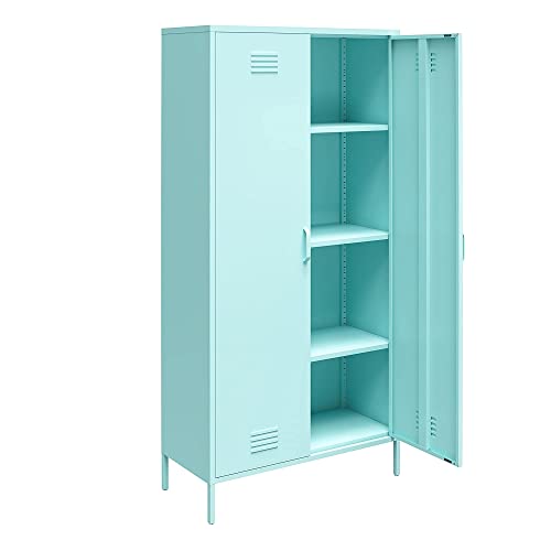 Novogratz Cache Tall 2 Door Metal Locker Cabinet, Mint - WoodArtSupply