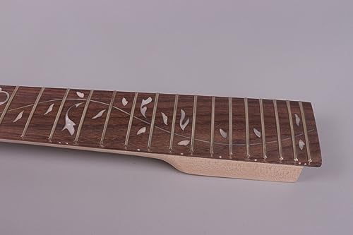 DIY Electric Guitar Neck Replacement 24 fret 25.5inch Maple Rosewood Fretboard locking nut vine Inlay Unfinished Electric Guitar Neck (24 fret WoodArtSupply