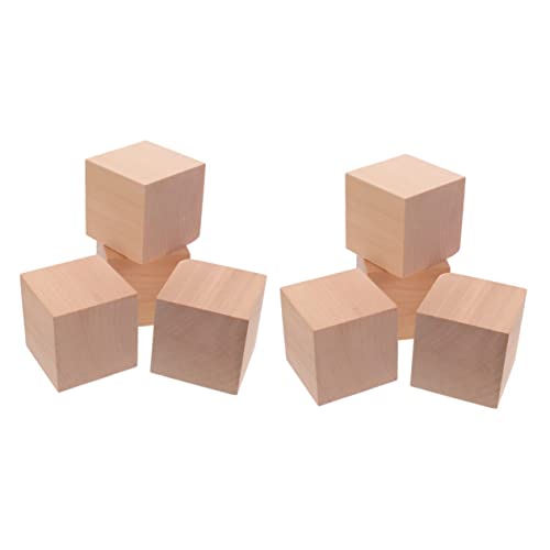 Kisangel 8 Pcs Blocks Solid Cube Wood Block Unfinished Wood Dice Unfinished Pine Cubes Unfinished Wooden Cubes Blank Wood Squares Blank Wood Dice