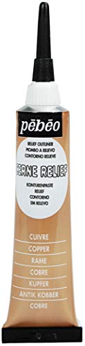 Pebeo Vitrail, Cerne Relief Dimensional Paint, 20 ml Tube with Nozzle - Copper, 0.68 Fl Oz (Pack of 1) - WoodArtSupply