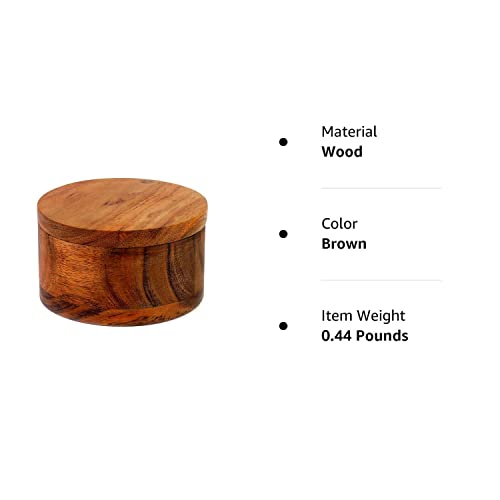 Kaizen Casa Acacia Wood Salt or Spice Box with Swivel Cover perfect for keeping table salt, gourmet salts, herbs or favorite seasonings, close at Kaizen Casa