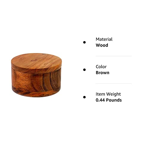 Kaizen Casa Acacia Wood Salt or Spice Box with Swivel Cover perfect for keeping table salt, gourmet salts, herbs or favorite seasonings, close at - WoodArtSupply