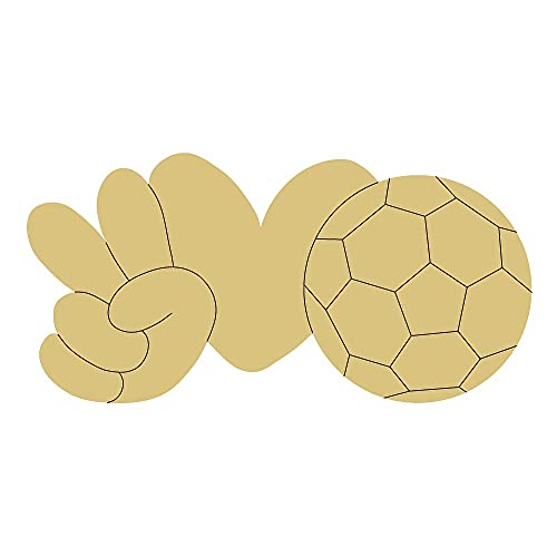 Peace Love Soccer Design by Lines Cutout Unfinished Wood Sports Décor Coloring Book America Door Hanger Everyday MDF Shape Canvas Style 1 Art 1 (6")