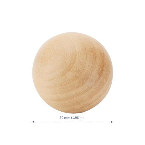 SOUJAP 24 PCS 2 Inch Round Wooden Ball, Natural Unfinished Wood Ball, Sphere Hardwood Ball for Crafts and DIY Projects Decoration SOUJAP