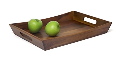 Lipper International Acacia Curved Serving Tray, 19.88" x 14" x 2.5" Lipper International
