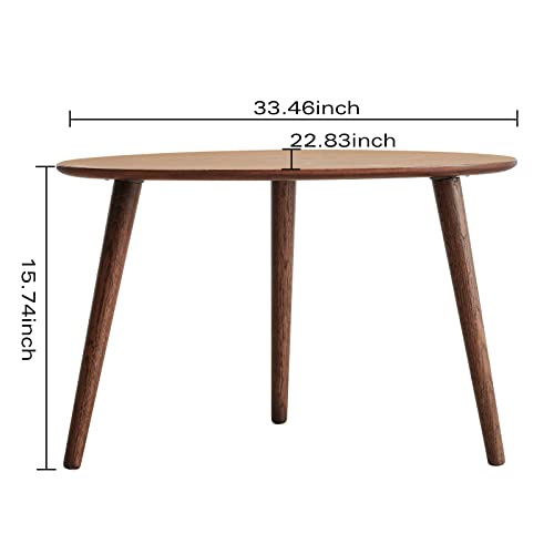 Vadisun Small Oval Coffee Table, Mid Century Modern Coffee Table for Living Room, 100% Solid Oak Wood Side Table, Minimalist Display Center Table