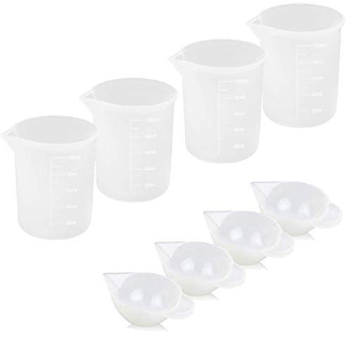 8PCS Silicone Measuring Cups for Resin 100ml 10ml - Nonstick Silicone Mixing Cups/DIY Glue Tools Epoxy Resin Cups - WoodArtSupply