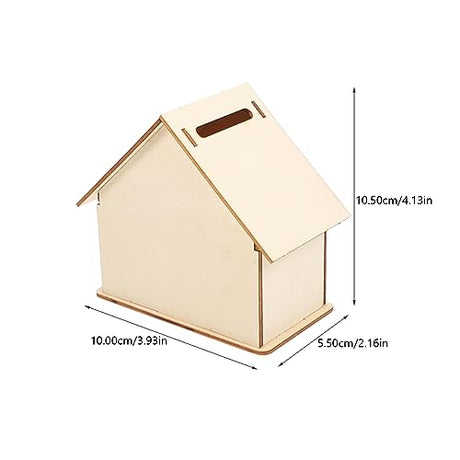 Kisangel 15 pcs Paintable Piggy Bank Unfinished Wooden Houses for Crafts Paint Birdhouse Change DIY Saving House for Money Crafting Banks Kisangel