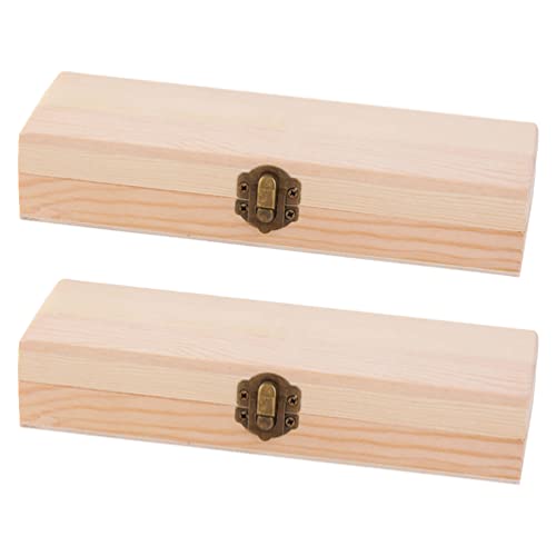 Zerodeko Jewelry Gift Boxes 2 Pcs Unfinished Wood Box with Clasp Wood Pencil Box Unpainted Artist Tool and Brush Storage Box Jewelry Trinket Box for Zerodeko