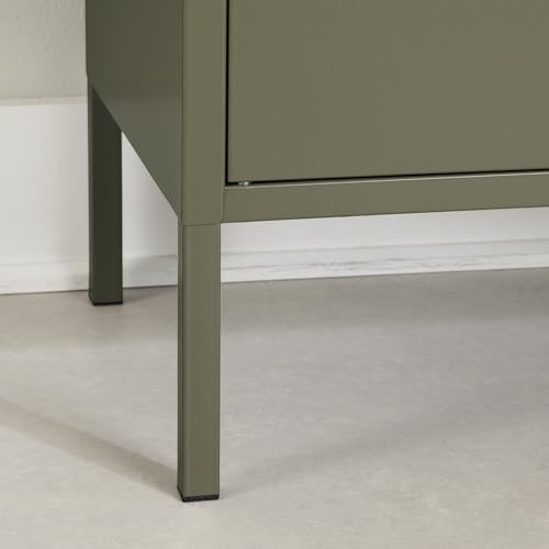 South Shore Eddison Metal 2-Door Storage Cabinet, Olive Green - WoodArtSupply