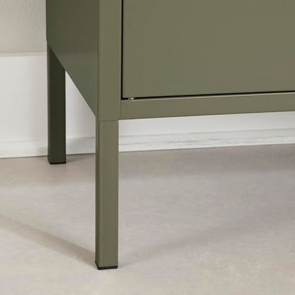 South Shore Eddison Metal 2-Door Storage Cabinet, Olive Green - WoodArtSupply