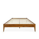 Bme Dinkee Solid Wood Queen Bed Frame - Modern Minimalist Design with Wood Slat Support Bme