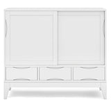SIMPLIHOME Harper SOLID HARDWOOD 48 Inch Wide Mid Century Modern Medium Storage Cabinet in White, For the Living Room, Entryway and Family Room SIMPLIHOME