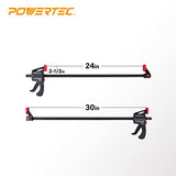 POWERTEC 71788 24 Inch and 36 Inch Bar Clamps with Spreader, Trigger Clamps for Woodworking, One-Handed Carpenter Quick Clamp Sets for Gluing, Wood POWERTEC