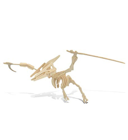 Puzzled Pteranodon 3D Woodcraft Jigsaw Construction Puzzle Kit - Wooden Flying Dinosaur Skeleton Model 23 Pieces Precut Woods - Awesome Brain Teasing - WoodArtSupply