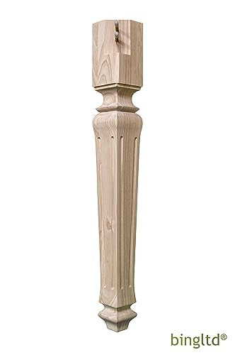 BingLTD - 30" Tall Unfinished Rubberwood Dining Table Leg with Grooves- 1 PC (TL30351-G-RW-UNF) - WoodArtSupply