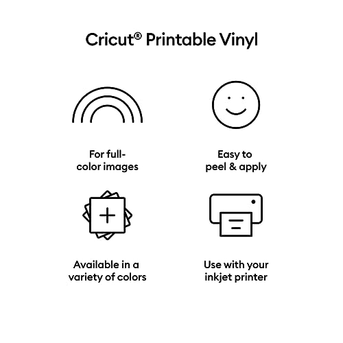 Cricut Printable Vinyl - US Letter Size (12 Ct), Printable Vinyl for Stickers, Labels, Vinyl Paper for Inkjet Printer, Compatible with Cricut Maker, Cricut