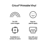 Cricut Printable Vinyl - US Letter Size (12 Ct), Printable Vinyl for Stickers, Labels, Vinyl Paper for Inkjet Printer, Compatible with Cricut Maker, Cricut
