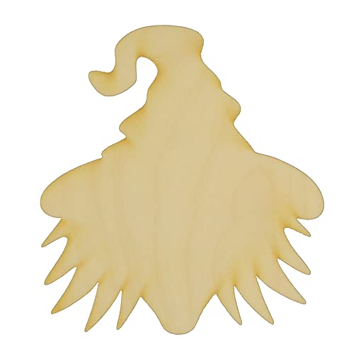 Package of 1, Medium 7.25" x 8" x 1/8" Baltic Birch Plywood Witch Head Wood Cutout for Halloween Art and Craft Project, Made in USA - WoodArtSupply