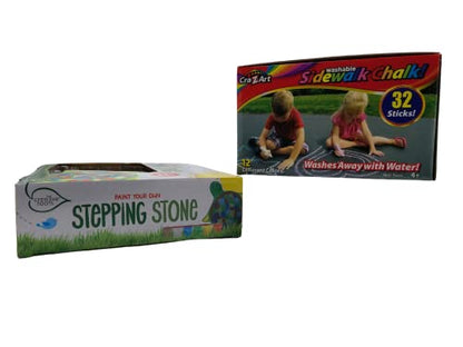 Creative Roots Paint Your Own Stepping Stone Bundle with CRA-Z-Art Sidewalk Chalkcn - WoodArtSupply