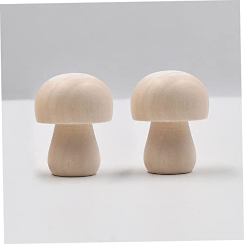 DECHOUS 40pcs Wooden Fruit Ornaments Wooden Mushroom Crafts DIY Unfinished Mushroom Natural Unfinished Mushrooms DIY Mushroom Graffiti Wooden Toy DECHOUS