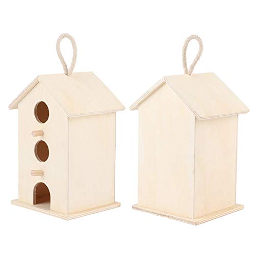Unfinished Birdhouse, Outdoor Wooden Bird Nests, Hanging Bird Nests, House Breeding Resting Box for Parrots, Outdoors Garden Ornament