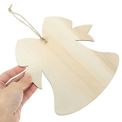 EXCEART 10Pcs Bell Shape Wood Cutouts Unfinished Christmas Wooden Ornaments Xmas Tree Hanging Embellishments Crafts for DIY Arts Crafts Holiday Party