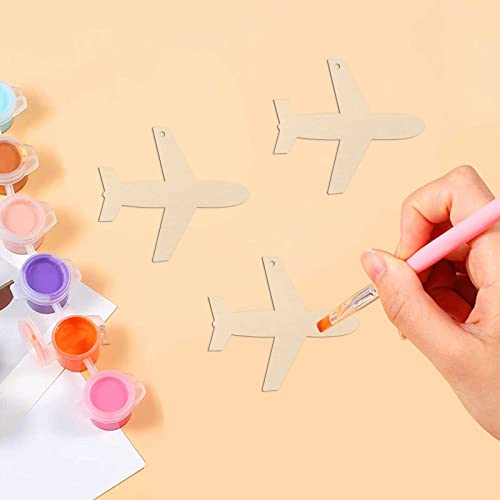 20pcs Airplane Shape Unfinished Wood Cutouts DIY Crafts Plane Wooden Ornaments for Wedding Birthday Baby Shower Party Decoration JANOU
