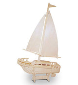 Puzzled 3D Puzzle Sailboat Wood Craft Construction Model Kit, Fun Unique & Educational DIY Wooden Toy Assemble Model Unfinished Crafting Hobby Boat Puzzled