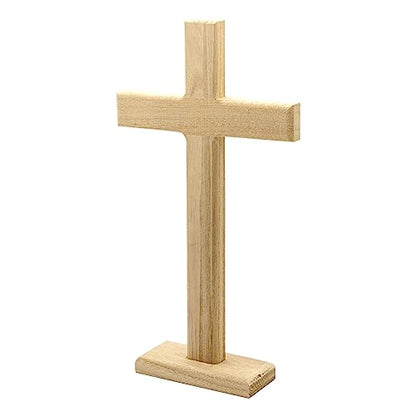 12 Inch 4 Pack Wood Cross Unfinished Wooden Crosses Unpainted Tabletop Cross for Crafts - WoodArtSupply