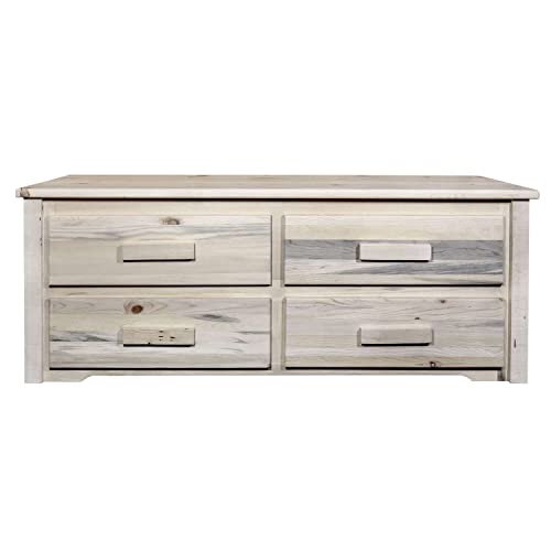 Montana Woodworks Sitting Chest - 4 Drawer Unfinished - WoodArtSupply