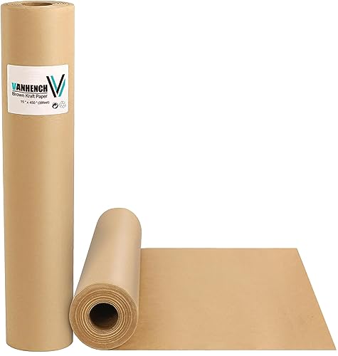 Brown Packing Paper 15"×450", Art Craft Paper, Christmas Wrapping Paper, Kraft Paper Roll for Moving Boxes Supplies, Gift Wrapping Bouquet Flower - WoodArtSupply