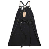 Jeanerlor Work Apron Waxed Canvas Stylist Apron with Pockets Water-Resistant Tool Aprons for Women Cross Back Straps Adjustable S-M（Black） Jeanerlor