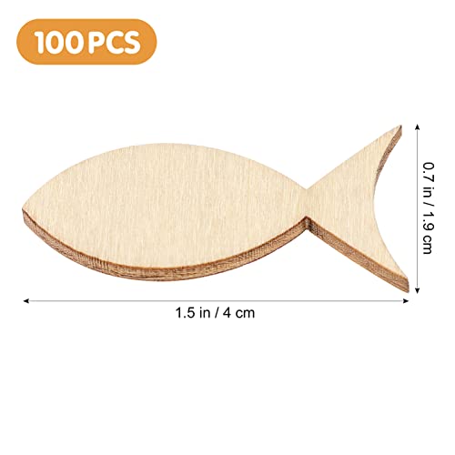 EXCEART 100 Pcs Fish Unfinished Wooden,Unfinished Wooden Fish Cutout,Fish Wood DIY Craft Cutout,Wooden Fish for Crafts,Fish Shapes Model for DIY EXCEART