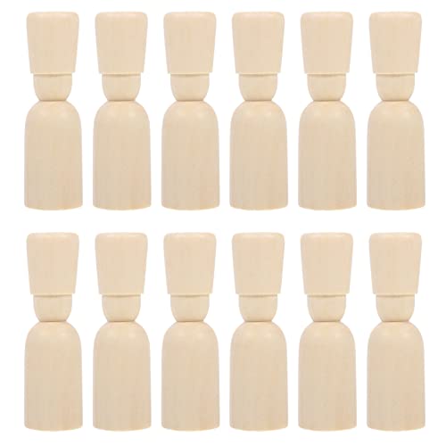 MILISTEN 20 Pack Unfinished Wooden Peg Dolls with Hat, Family Peg People Doll Bodies, Natural Decorative Wood Shapes Figures for Painting, Craft Art