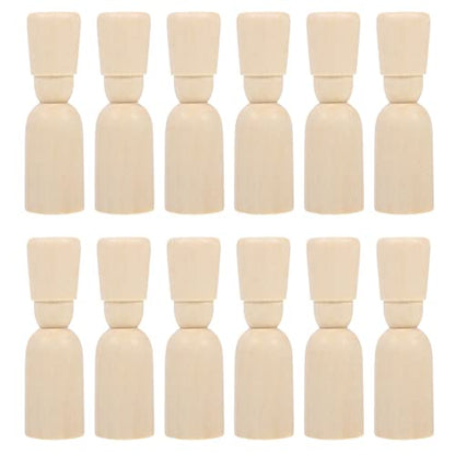 MILISTEN 20 Pack Unfinished Wooden Peg Dolls with Hat, Family Peg People Doll Bodies, Natural Decorative Wood Shapes Figures for Painting, Craft Art