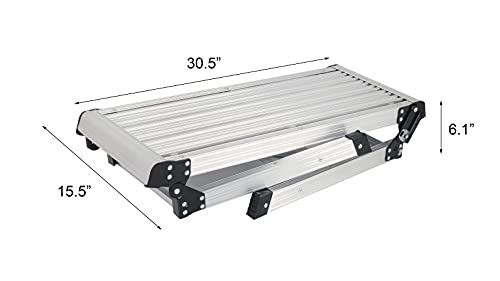LEADALLWAY Work Platform 30"x12"Step Ladder Heavy Duty Foldable Aluminum Platform 330 LBS Capacity LEADALLWAY