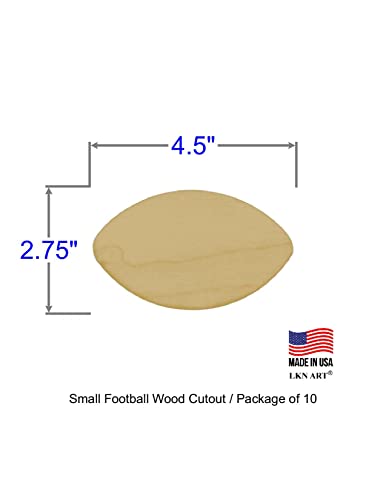 Unfinished Football Wood Cut Out Available in a Variety of Sizes and Thicknesses (1/8” Thickness, Small 4.5" x 2.75" (Package of 10)) - WoodArtSupply