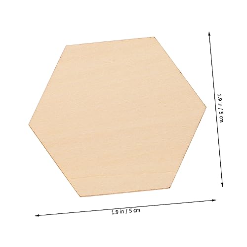 VILLCASE 50PC Wooden Hexagon Block DIY Crafts Decorations Wood chip Ornaments Wooden Hexagon Slices Unfinished Wood Hexagon Unfinished Wood Shape VILLCASE