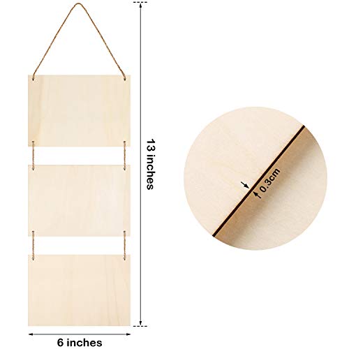 WILLBOND Unfinished Wood Hanging Sign Blank Hanging Decorative Wood Plaque Wooden Slices Banners with Ropes for Home Decor DIY Projects Craft - WoodArtSupply