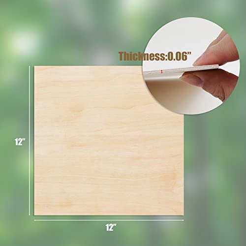 20 Pack Basswood Sheets for Crafts - 12 x 12 x 1/16 Inch - Wood Sheets Plywood Sheets with Smooth Surfaces - Crafts Wood Perfect for Architectural