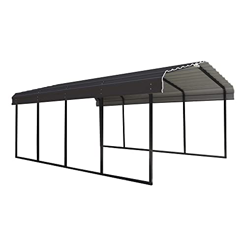 Arrow Shed 12 x 20 x 7-Foot Heavy Duty Galvanized Steel Metal Multi-Use Shelter, Shade, Carport, 12' x 20' x 7', Charcoal color Arrow