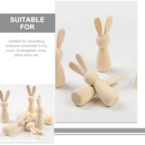 VOSAREA 6pcs Unfinished Wooden Bunny DIY Blank Wood Rabbit Peg Dolls Natural Wooden Bunny Figures for Party DIY Painting Decorations VOSAREA