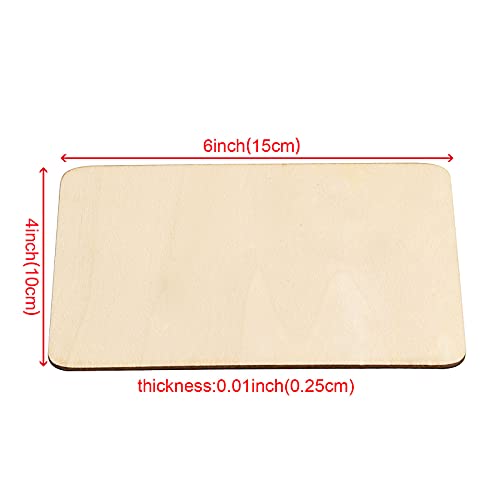 HAKZEON 100 Pieces 4 x 6 Inches Wood Rectangle, 0.1 inch Thick Unfinished Wood Pieces Blank Wooden Tiles with Rounded Corners for DIY Painting, Art HAKZEON