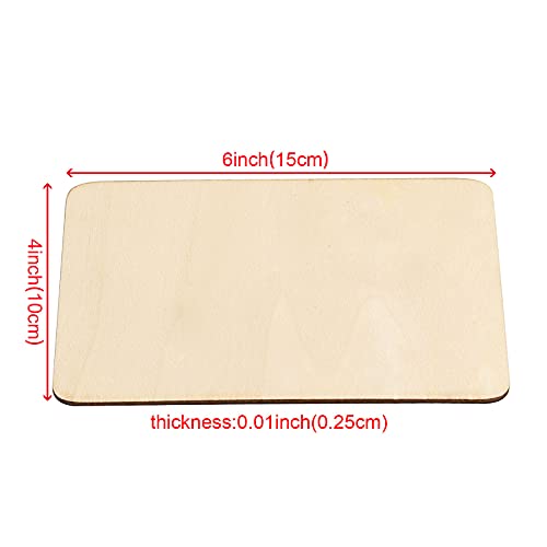 HAKZEON 100 Pieces 4 x 6 Inches Wood Rectangle, 0.1 inch Thick Unfinished Wood Pieces Blank Wooden Tiles with Rounded Corners for DIY Painting, Art