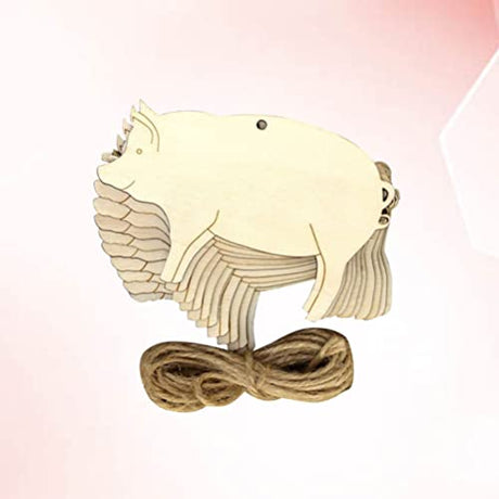 ABOOFAN 10pcs Blank Pigs Chips Wood Label Tags Wood Pigs Slices Deer Out Wooden Pigs Embellishments Unfinished Wood Pigs Gift Label Home Decorations ABOOFAN