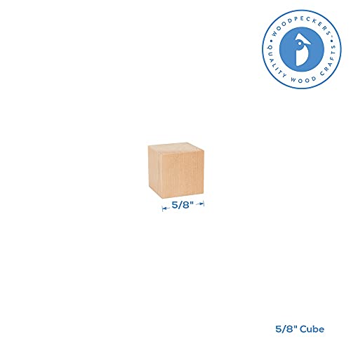 Unfinished Wooden Blocks 5/8 inch, Pack of 100 Small Wood Cubes for Crafts and DIY Home Décor, by Woodpeckers Woodpeckers